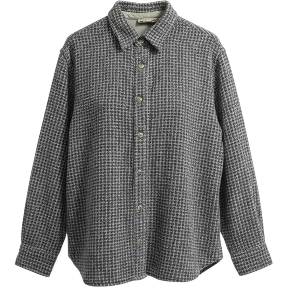 EMS Eastern Mountain Sports Womens Grey Patterned Button Down Shirt Jacket Large